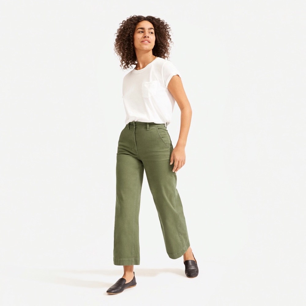 Everlane Wide Leg Crop Pant in Green